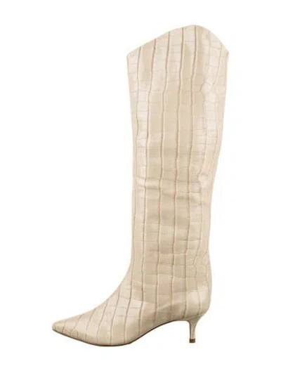 Pre-owned Schutz Crocodile Animal Print Boots In Neutral