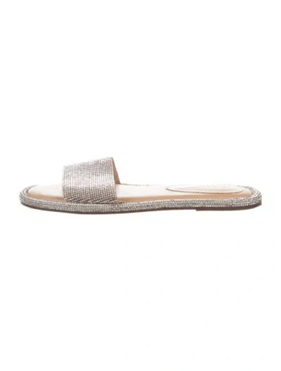 Pre-owned Schutz Crystal Crystal Embellishments Slides In Silver