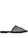 Schutz Crystal-embellished Mesh Flat Mules In Black