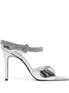 Schutz Crystal-embellished Metallic Sandals In Silver