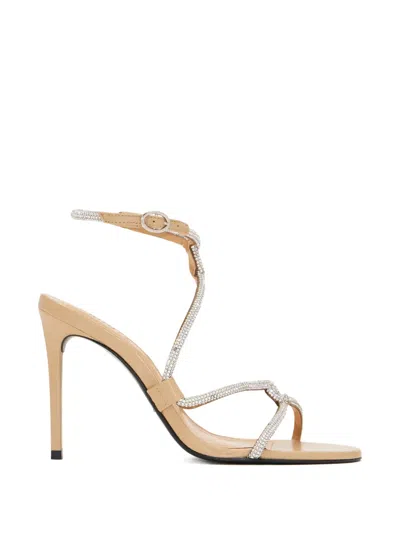 Schutz Crystal-embellished Strap Sandals In Silver