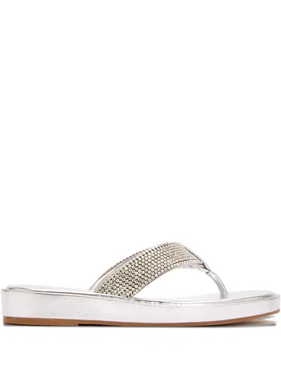 Schutz Crystal-embellished Thong Sandals In Silver