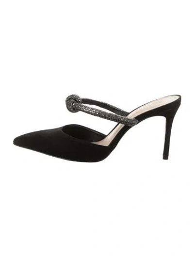 Pre-owned Schutz Crystal Embellishments Mules In Black