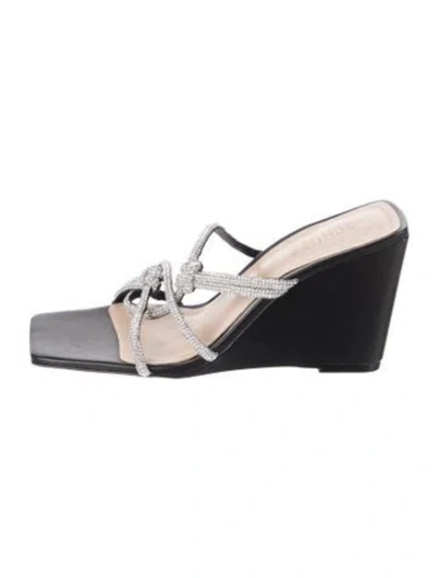 Pre-owned Schutz Crystal Embellishments Sandals In Black