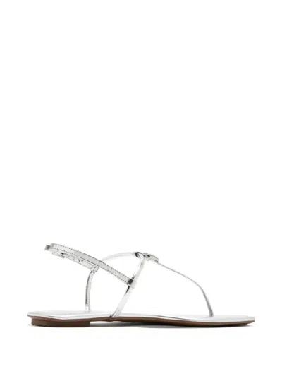 Schutz Crystal-embellished Leather Sandals In Silver