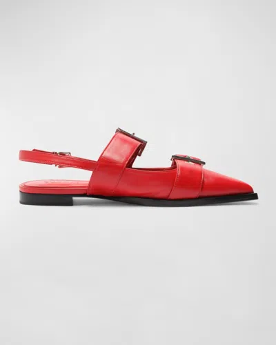 SCHUTZ DARLA DUAL-BUCKLE SLINGBACK FLATS