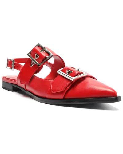 Schutz Darla Sling Leather Slingback Flat In Red
