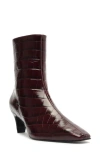 Schutz Dellia Croco Kitten Ankle Booties In Red