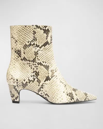 Schutz Dellia Snake-embossed Kitten Ankle Booties