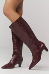 Schutz Dellia Croco Kitten Ankle Booties In Purple