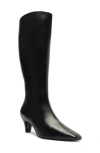 Schutz Dellia Leather Kitten Knee Boots In Black