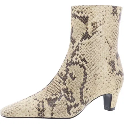 Schutz Dellia Womens Snake Print Leather Mid-calf Boots