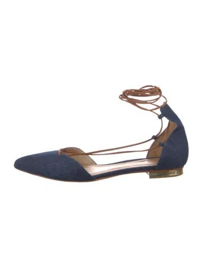 Pre-owned Schutz Denim D'orsay Flats In Blue