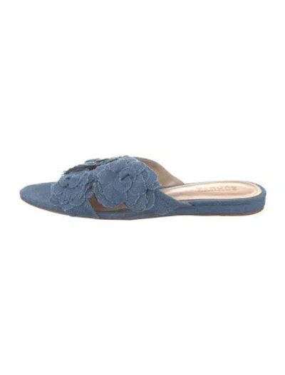 Pre-owned Schutz Denim Ruffle Embellishment Slides In Blue