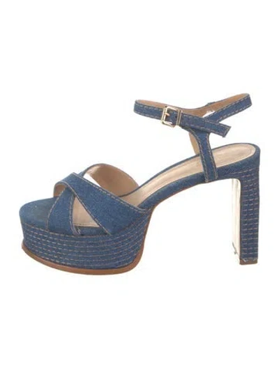 Pre-owned Schutz Denim Slingback Pumps In Blue
