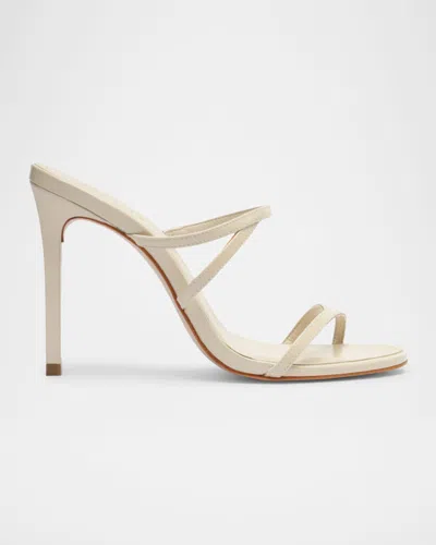 Schutz Diana Leather Stiletto Slide Sandals In Beige