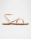 Schutz Diana Strappy Metallic Thong Flat Sandals In Platina