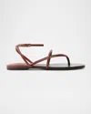 Schutz Diana Strappy Thong Flat Sandals In Brown
