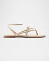 Schutz Diana Strappy Thong Flat Sandals In Off White