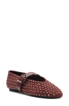 Schutz Eiza Shine Studded Suede Buckle Flats