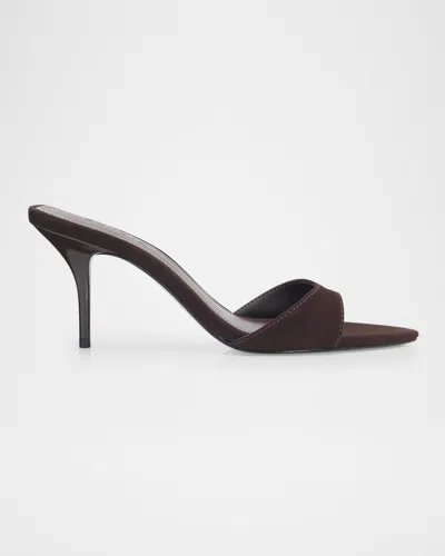 Schutz Elodie 75mm Leather Slip-on Sandals In Chocolate