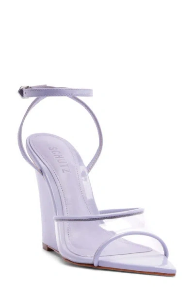 Schutz Elodie Ankle Strap Wedge Sandal In Purple