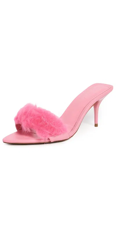 Schutz Elodie Fur Mules Cherry Blossom In Pink