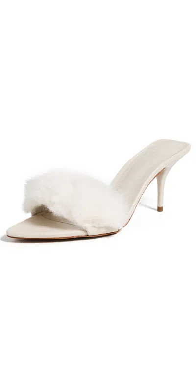 Schutz Elodie Fur Mules Pearl In White