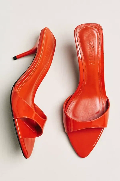 Schutz Elodie Open-toe Mule Heels In Orange