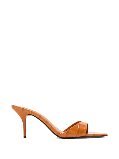 Schutz Elodie Textured Heeled Sandals In Orange