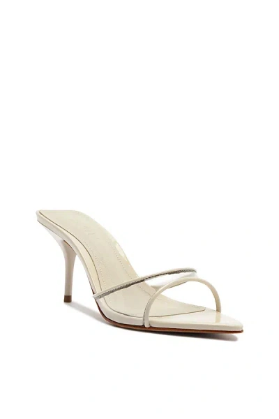 Schutz 75mm Elodie Vinyl Metallic Leather Mules In Silver