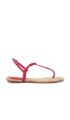 Schutz Elsha Leather T-strap Flat Sandals In Red