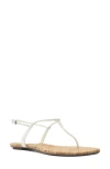 Schutz Elsha Leather T-strap Flat Sandals In White