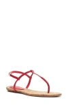Schutz Elsha Leather T-strap Flat Sandals In Red