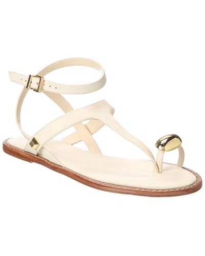 Schutz Elysa Leather Flat Sandal In White
