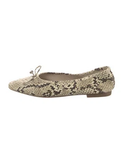 Pre-owned Schutz Embossed Leather Animal Print Ballet Flats In Neutral