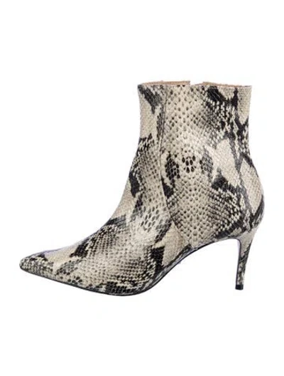 Pre-owned Schutz Embossed Leather Animal Print Boots In Black/white