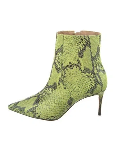 Pre-owned Schutz Embossed Leather Animal Print Boots In Green