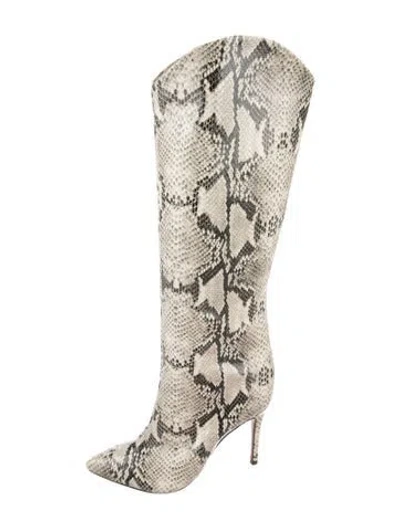 Pre-owned Schutz Embossed Leather Animal Print Boots In Multi