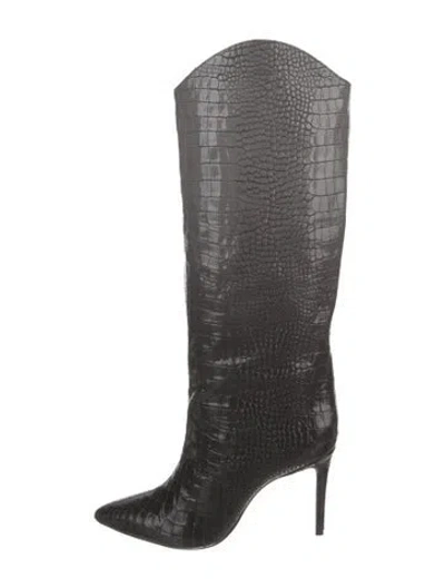 Pre-owned Schutz Embossed Leather Animal Print Boots In Multi