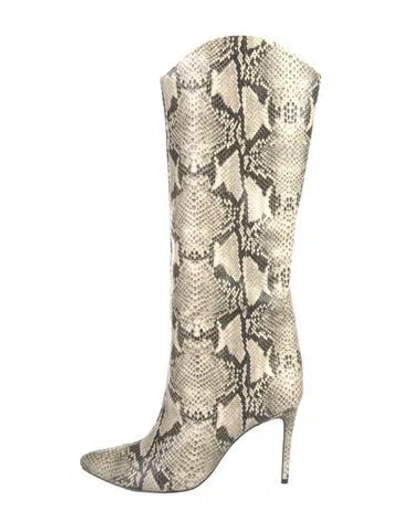 Pre-owned Schutz Embossed Leather Animal Print Boots In Multicolor