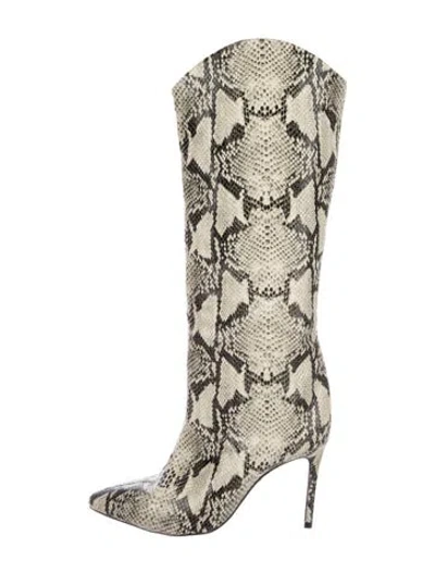 Pre-owned Schutz Embossed Leather Animal Print Boots In Neutral