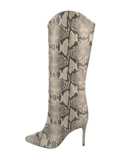 Pre-owned Schutz Embossed Leather Animal Print Boots In Neutral