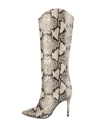 Pre-owned Schutz Embossed Leather Animal Print Boots In Neutral