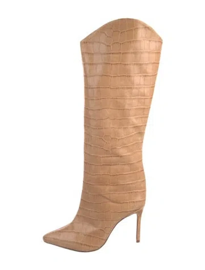 Pre-owned Schutz Embossed Leather Animal Print Boots In Neutral