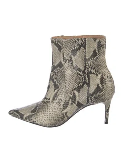 Pre-owned Schutz Embossed Leather Animal Print Boots In Neutral