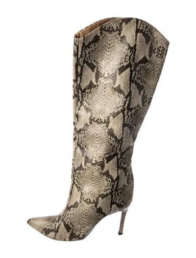 Pre-owned Schutz Embossed Leather Animal Print Boots In Neutral