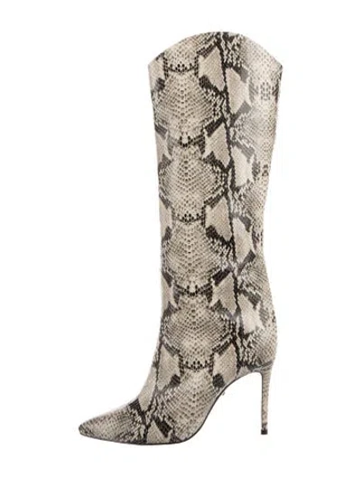 Pre-owned Schutz Embossed Leather Animal Print Boots In Neutral
