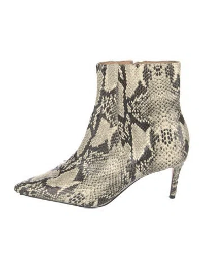 Pre-owned Schutz Embossed Leather Animal Print Boots In Neutral