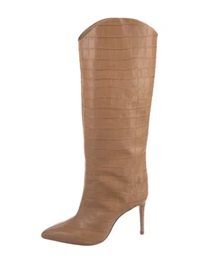 Pre-owned Schutz Embossed Leather Animal Print Boots In Neutrals